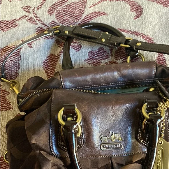 Coach Brown Satchel with Signature Design - Picture 5 of 7